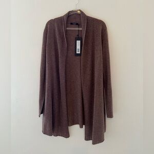 Lusso Cashmere Heather Caramel Business Casual Open Front Cardigan Size M NWT